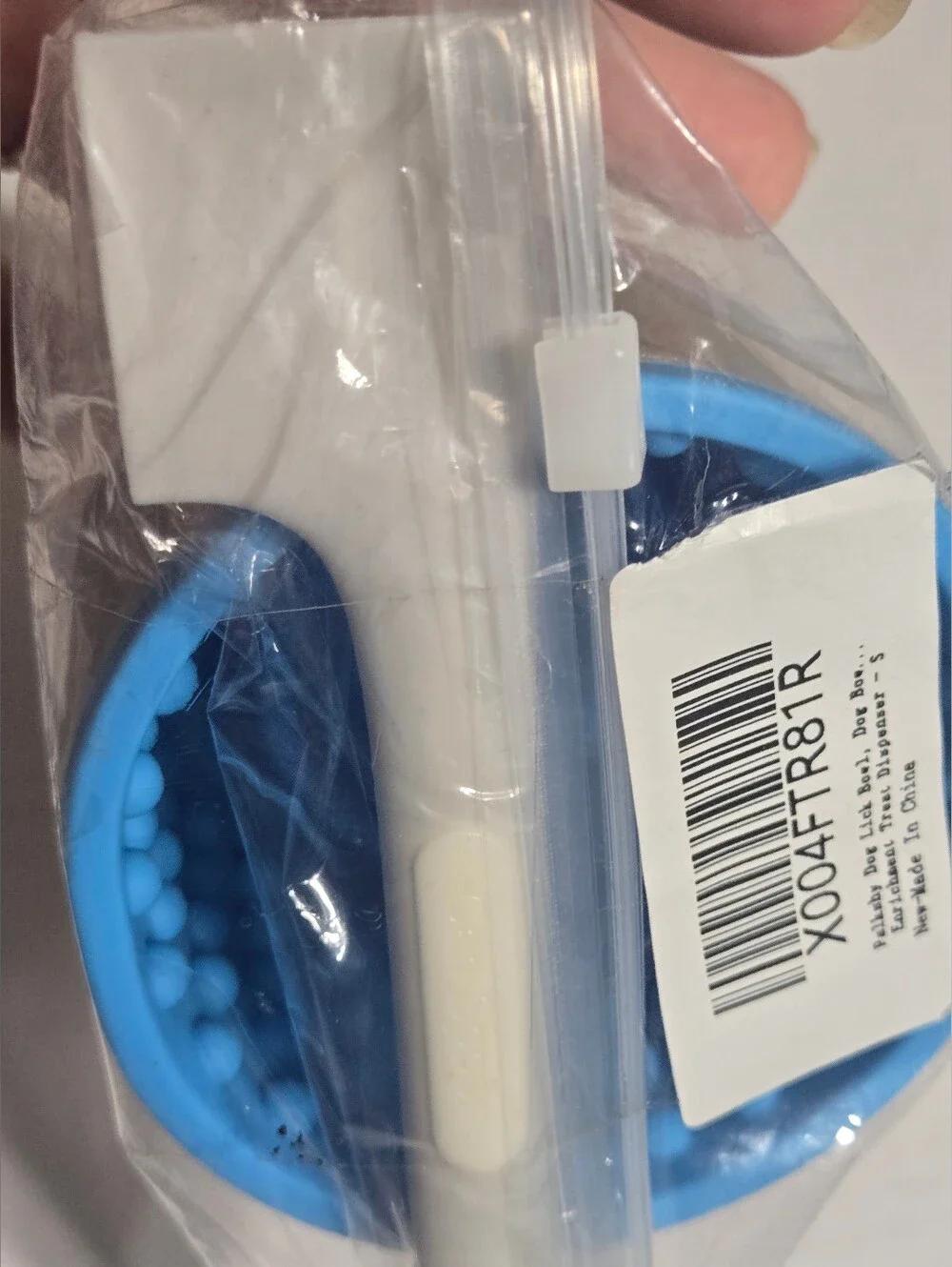 Dog Lick Bowl Slow Feeder Treat Dispenser w/ Spatula Stainless Steel Blue Small